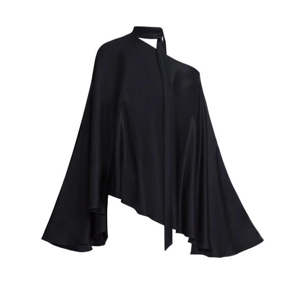 Brooks Satin Blouse in Midnight Blue