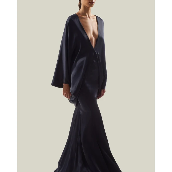 Taller Marmo Butterfly Gown in Midnight Blue | Evening Gowns | Luxury Shoes 