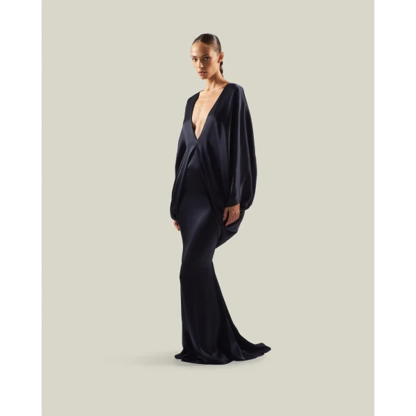 Taller Marmo Butterfly Gown in Midnight Blue | Evening Gowns | Luxury Shoes 