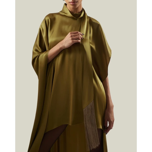 Taller Marmo California Satin Kaftan in Antique Bronze | kaftan | Luxury Shoes 