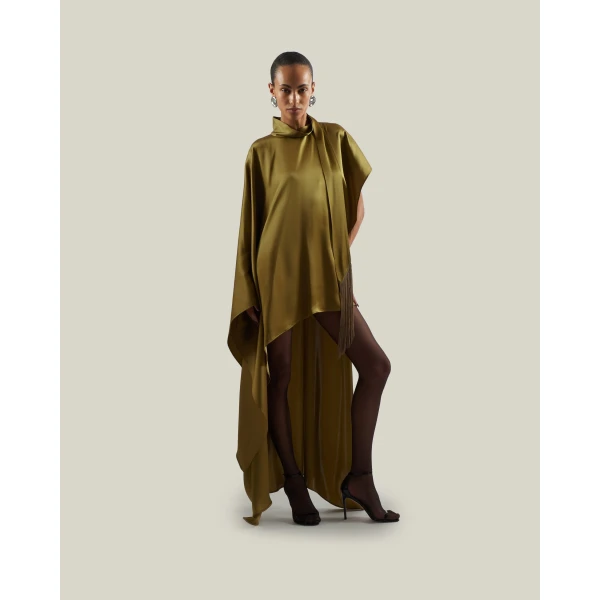 Taller Marmo California Satin Kaftan in Antique Bronze | kaftan | Luxury Shoes 