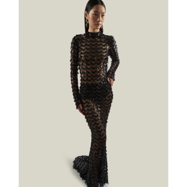Taller Marmo Dragon Lady Dress in Black | Evening Gowns | Luxury Shoes 