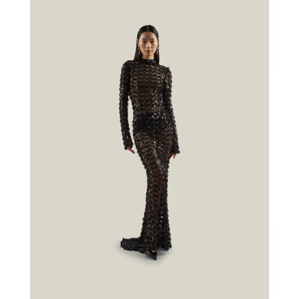 Taller Marmo Dragon Lady Dress in Black | Evening Gowns | Luxury Shoes 