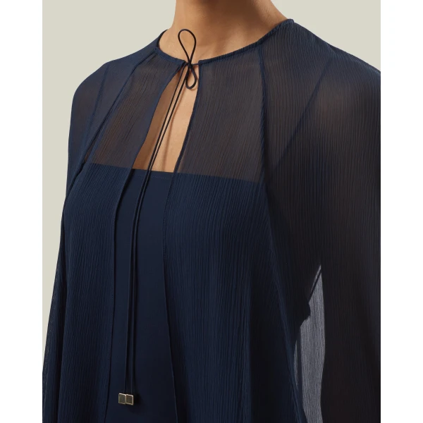 Taller Marmo Grace Cape Dress in Midnight Blue | Maxi Dresses | Luxury Shoes 