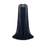 Taller Marmo Grace Cape Dress in Midnight Blue | Dresses | Luxury Shoes 