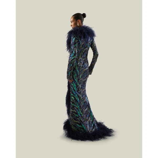 Taller Marmo Hollywood Disco Gown in Multicolor | Evening Gowns | Luxury Shoes 
