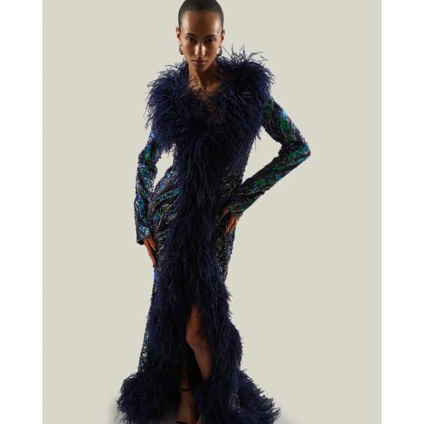 Taller Marmo Hollywood Disco Gown in Multicolor | Evening Gowns | Luxury Shoes 