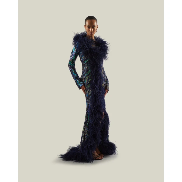 Taller Marmo Hollywood Disco Gown in Multicolor | Evening Gowns | Luxury Shoes 