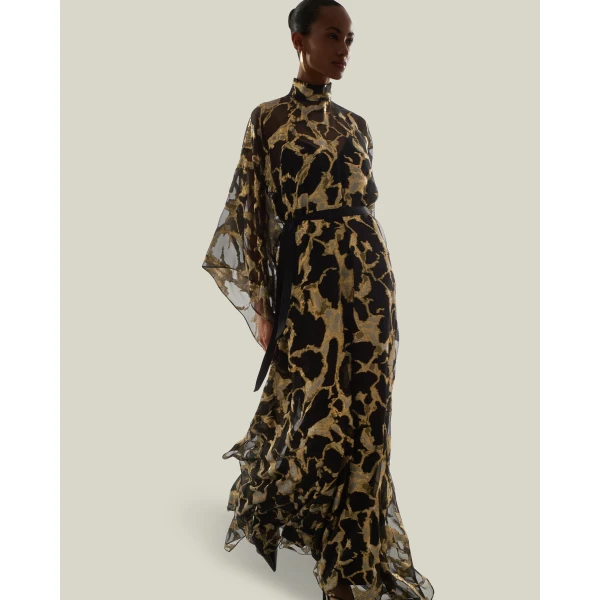 Taller Marmo Kintsugi Kaftan in Black Gold | kaftan | Luxury Shoes 