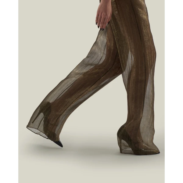 Taller Marmo Marlene Metallic Pants in Antique Gold | Wide leg pants | Luxury Shoes 