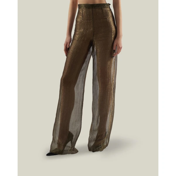 Taller Marmo Marlene Metallic Pants in Antique Gold | Wide leg pants | Luxury Shoes 