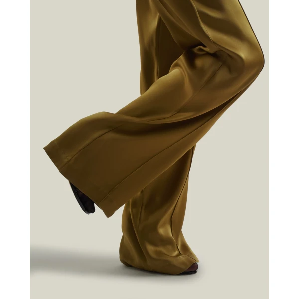 Taller Marmo Marlene Satin Pants in Antique Bronze | Wide leg pants | Luxury Shoes 