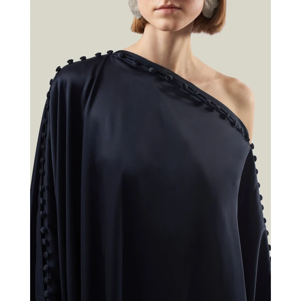 Taller Marmo Mila Satin Kaftan in Midnight Blue | kaftan | Luxury Shoes 