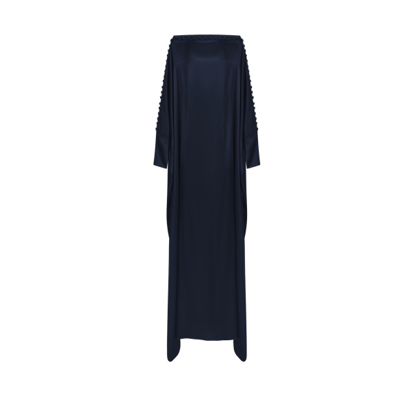 Taller Marmo Mila Satin Kaftan in Midnight Blue | Dresses | Luxury Shoes 