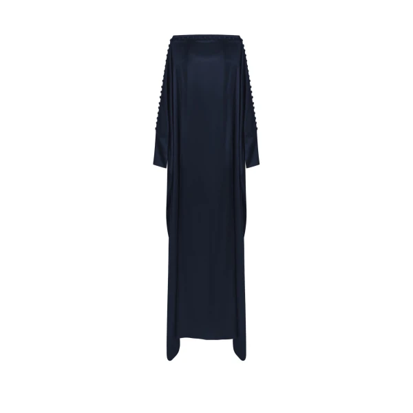 Taller Marmo Mila Satin Kaftan in Midnight Blue | Dresses | Luxury Shoes 