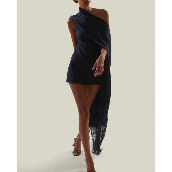 Taller Marmo Mini Berenson Dress in Midnight Blue | Mini Dresses | Luxury Shoes 