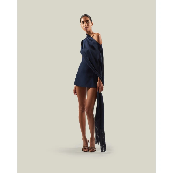 Taller Marmo Mini Berenson Dress in Midnight Blue | Mini Dresses | Luxury Shoes 