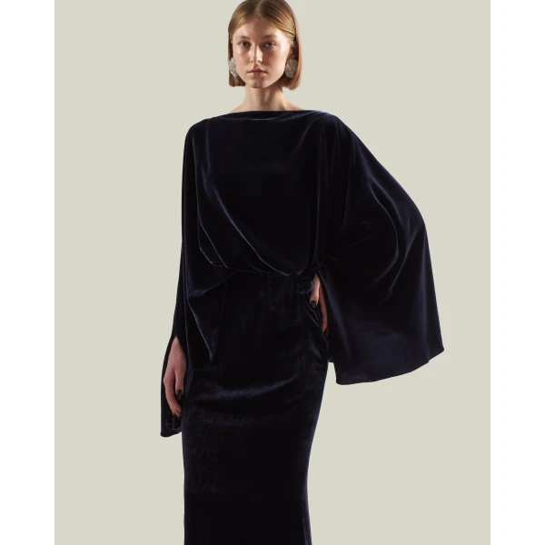 Taller Marmo Musidora Gown in Midnight Blue | Evening Gowns | Luxury Shoes 