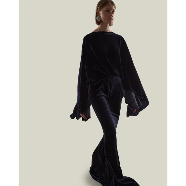 Taller Marmo Musidora Gown in Midnight Blue | Evening Gowns | Luxury Shoes 