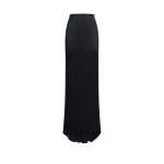Taller Marmo Silver Screen Satin Skirt in Midnight Blue | Maxi Skirts | Luxury Shoes 