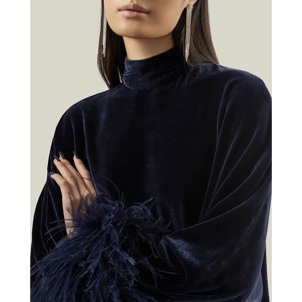 Taller Marmo Velvet Vegas Kaftan in Midnight Blue | kaftan | Luxury Shoes 