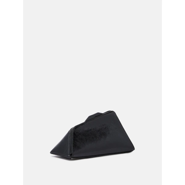 The Attico 8.30PM Oversized Clutch in Black Crackled Leather | Clutch Bags | Luxury Shoes 