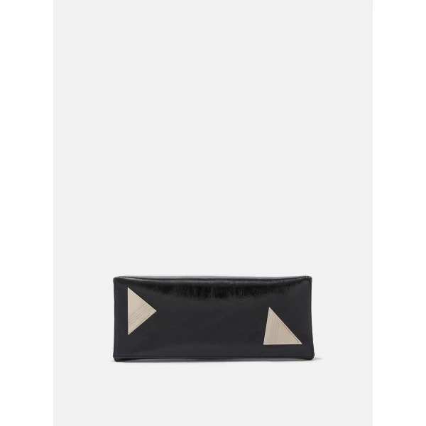 The Attico 8.30PM Oversized Clutch in Black Crackled Leather | Clutch Bags | Luxury Shoes 