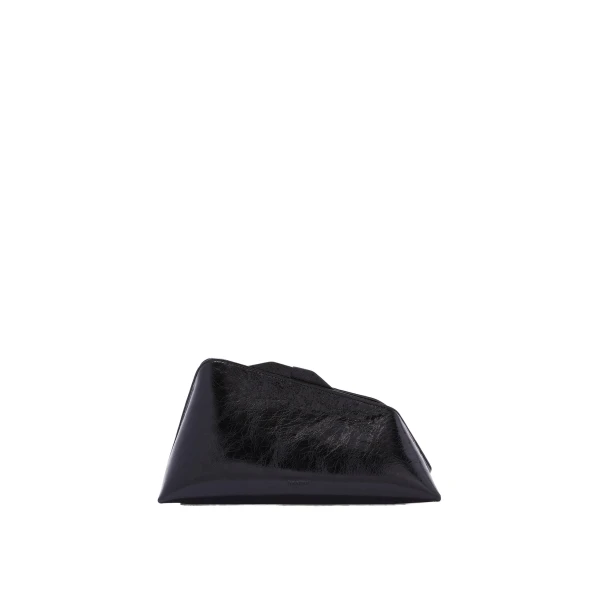 8.30PM Oversized Clutch in Black Crackled Leather