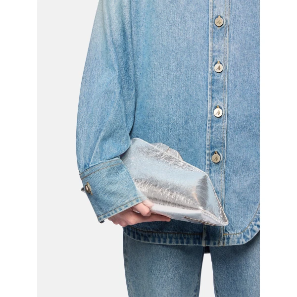 The Attico 8.30PM Oversized Clutch in Silver | Clutch Bags | Luxury Shoes 