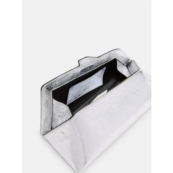 The Attico 8.30PM Oversized Clutch in Silver | Clutch Bags | Luxury Shoes 