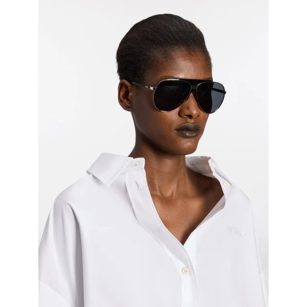The Attico Aviator Sunglasses in Silver and Grey | Sunglasses | Luxury Shoes 