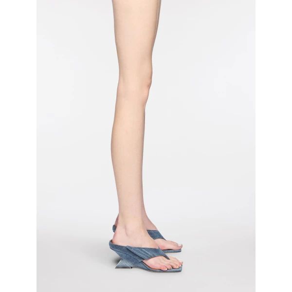 The Attico Cheope Thong Sandals in Blue Denim | Sandals | Luxury Shoes 