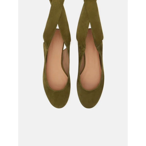 The Attico Cloe Ballerina Flats in Military Green | Flats | Luxury Shoes 