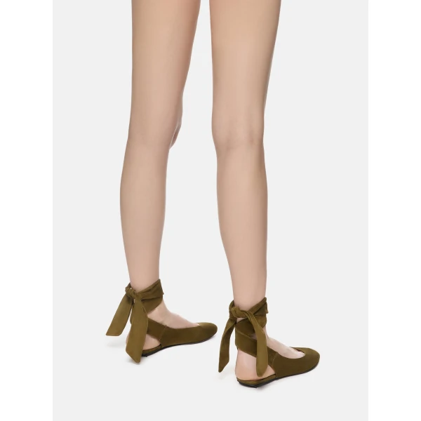 The Attico Cloe Ballerina Flats in Military Green | Flats | Luxury Shoes 