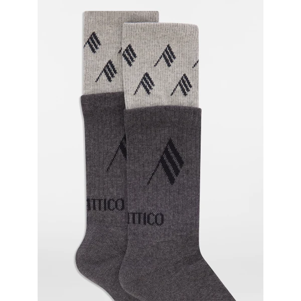 The Attico Double Socks in Black and Grey | Accessories | Luxury Shoes 