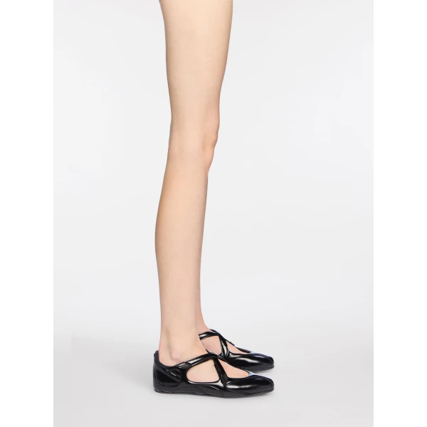 The Attico Floor 01 Ballerina Flats in Black Brushed Leather | Flats | Luxury Shoes 