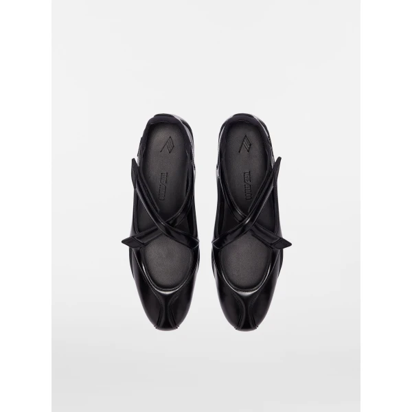The Attico Floor 01 Ballerina Flats in Black Brushed Leather | Flats | Luxury Shoes 