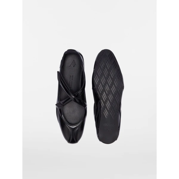 The Attico Floor 01 Ballerina Flats in Black Brushed Leather | Flats | Luxury Shoes 
