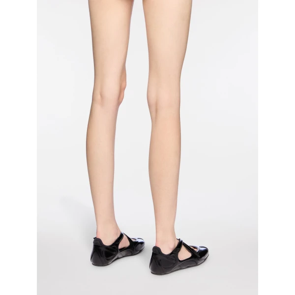 The Attico Floor 01 Ballerina Flats in Black Brushed Leather | Flats | Luxury Shoes 