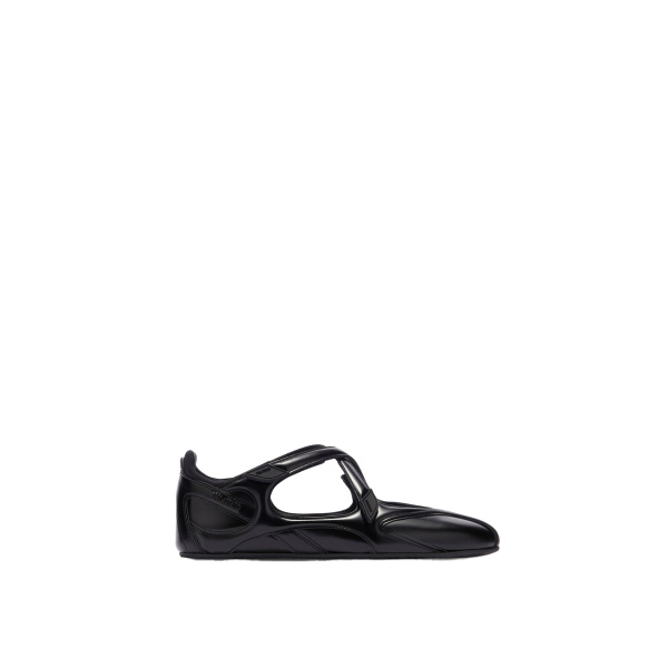 The Attico Floor 01 Ballerina Flats in Black Brushed Leather | Flats | Luxury Shoes 