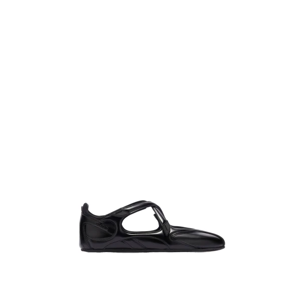 Floor 01 Ballerina Flats in Black Brushed Leather