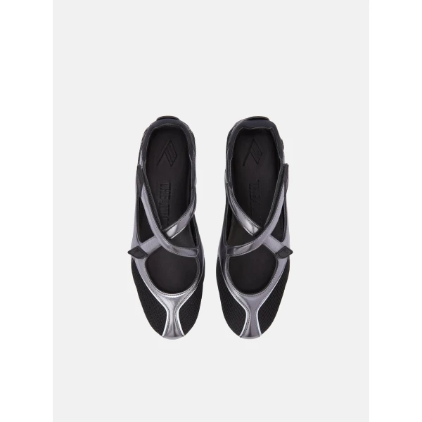The Attico Floor 01 Ballerina Flats in Black and Metallic | Flats | Luxury Shoes 