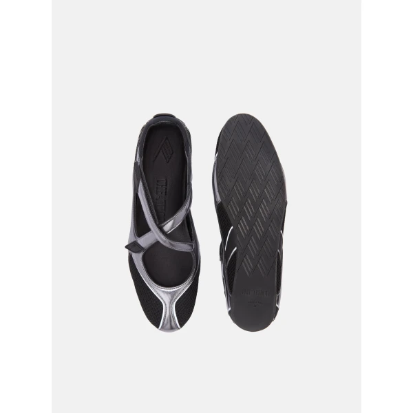 The Attico Floor 01 Ballerina Flats in Black and Metallic | Flats | Luxury Shoes 