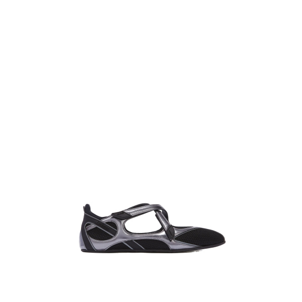 The Attico Floor 01 Ballerina Flats in Black and Metallic | Flats | Luxury Shoes 
