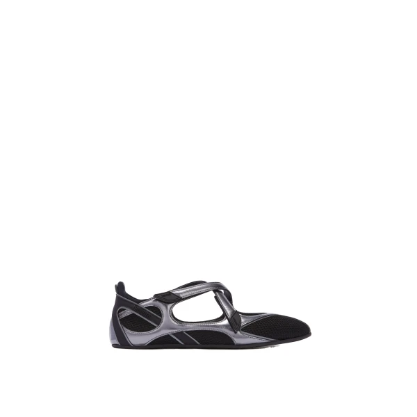 The Attico Floor 01 Ballerina Flats in Black and Metallic | Flats | Luxury Shoes 