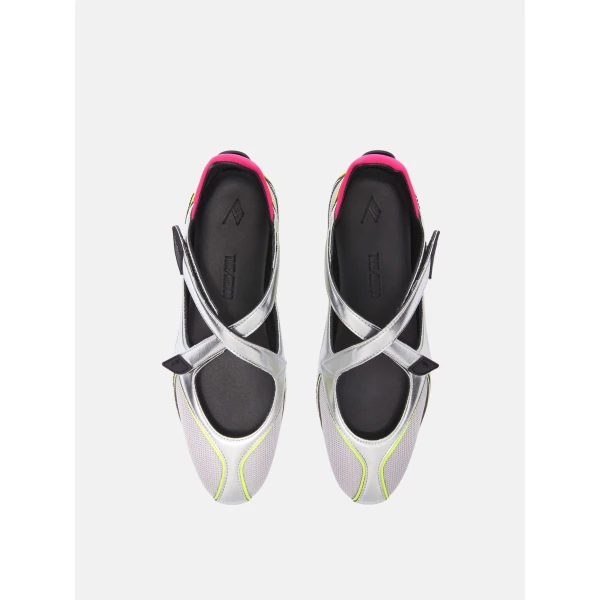 The Attico Floor 01 Ballerina Flats in Holographic Silver | Flats | Luxury Shoes 