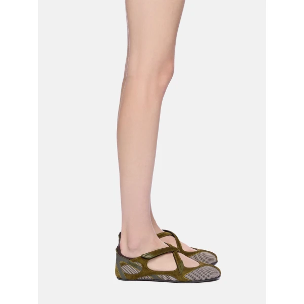 The Attico Floor 01 Ballerina Flats in Military Green | Flats | Luxury Shoes 