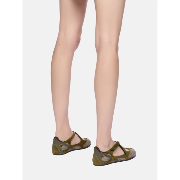 The Attico Floor 01 Ballerina Flats in Military Green | Flats | Luxury Shoes 