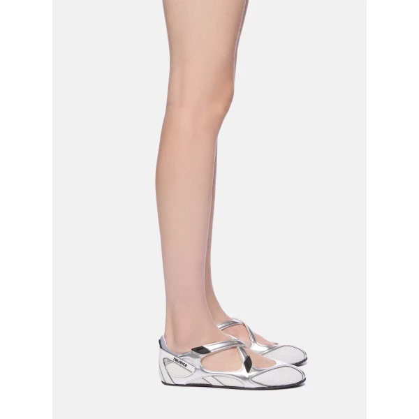 The Attico Floor 01 Ballerina Flats in Silver | Flats | Luxury Shoes 