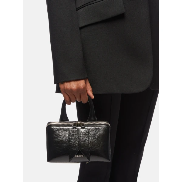 The Attico Friday Mini Bag in Black Crackled Leather | Mini Bags | Luxury Shoes 